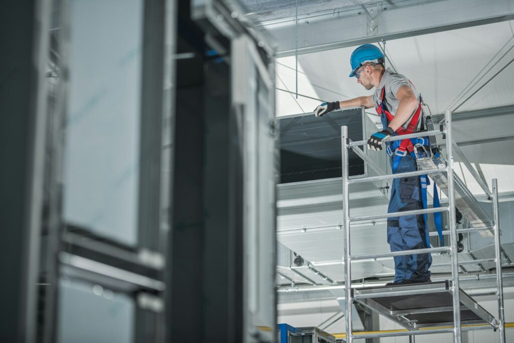 HVAC contractor fixing ventilation